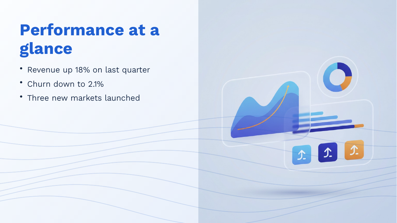 A slide in a learned blue style with bullets and a dashboard picture